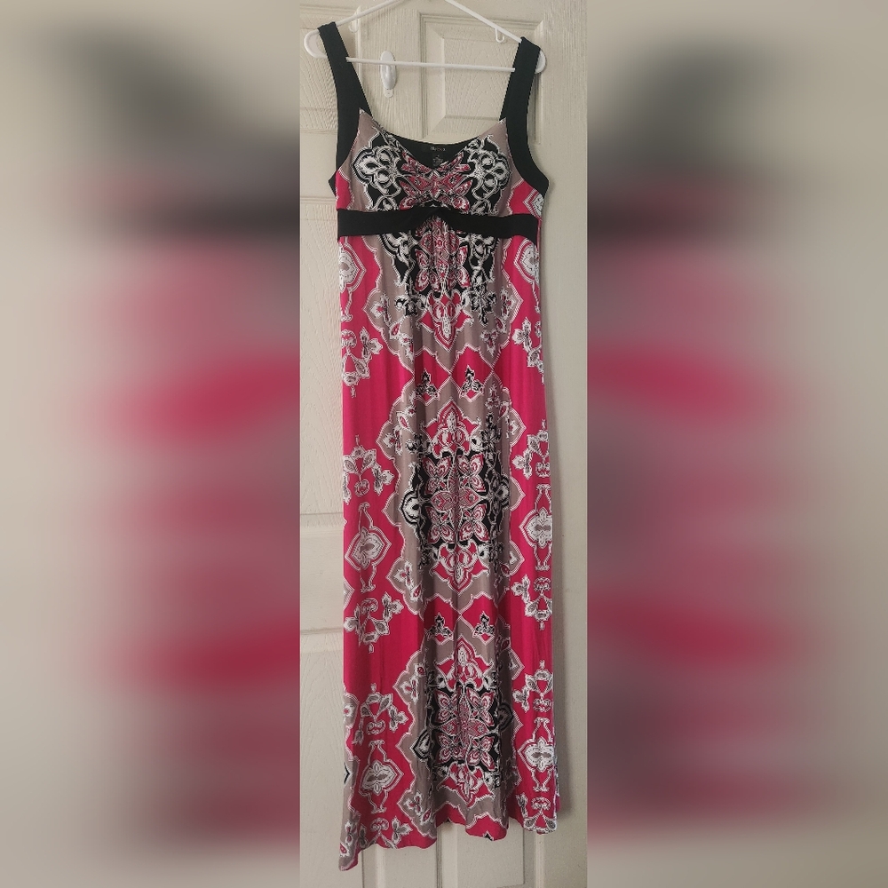 Style & Co. Pink and Black Patterned Midi Skirt